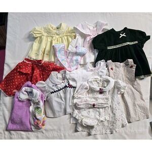 Vintage Bright Future Girls Dres 0-3 Months  Knitwhite Pink Lot Of 12